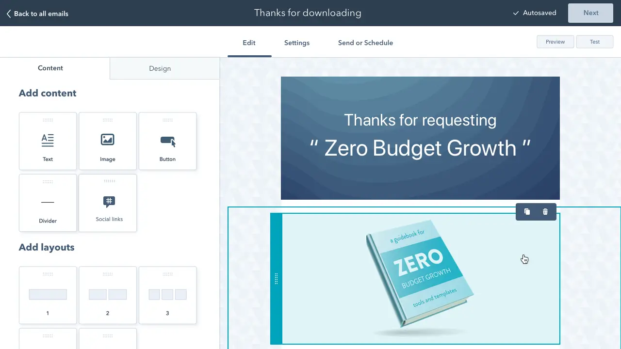 Exemple d'outil emailing sur un CRM