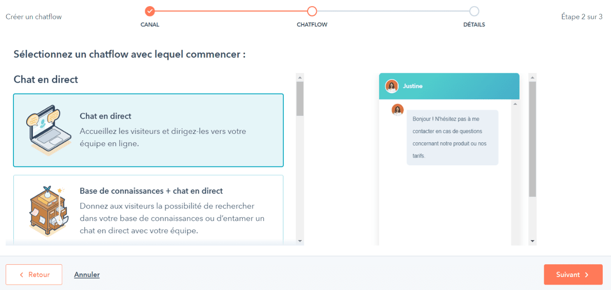 Exemple d'outil de live chat sur un CRM
