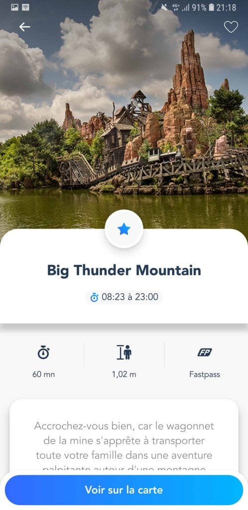 Exemple d'omnicanal Disney : les infos sur une attraction
