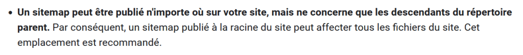 Le meilleur endroit pour placer votre sitemap selon Google