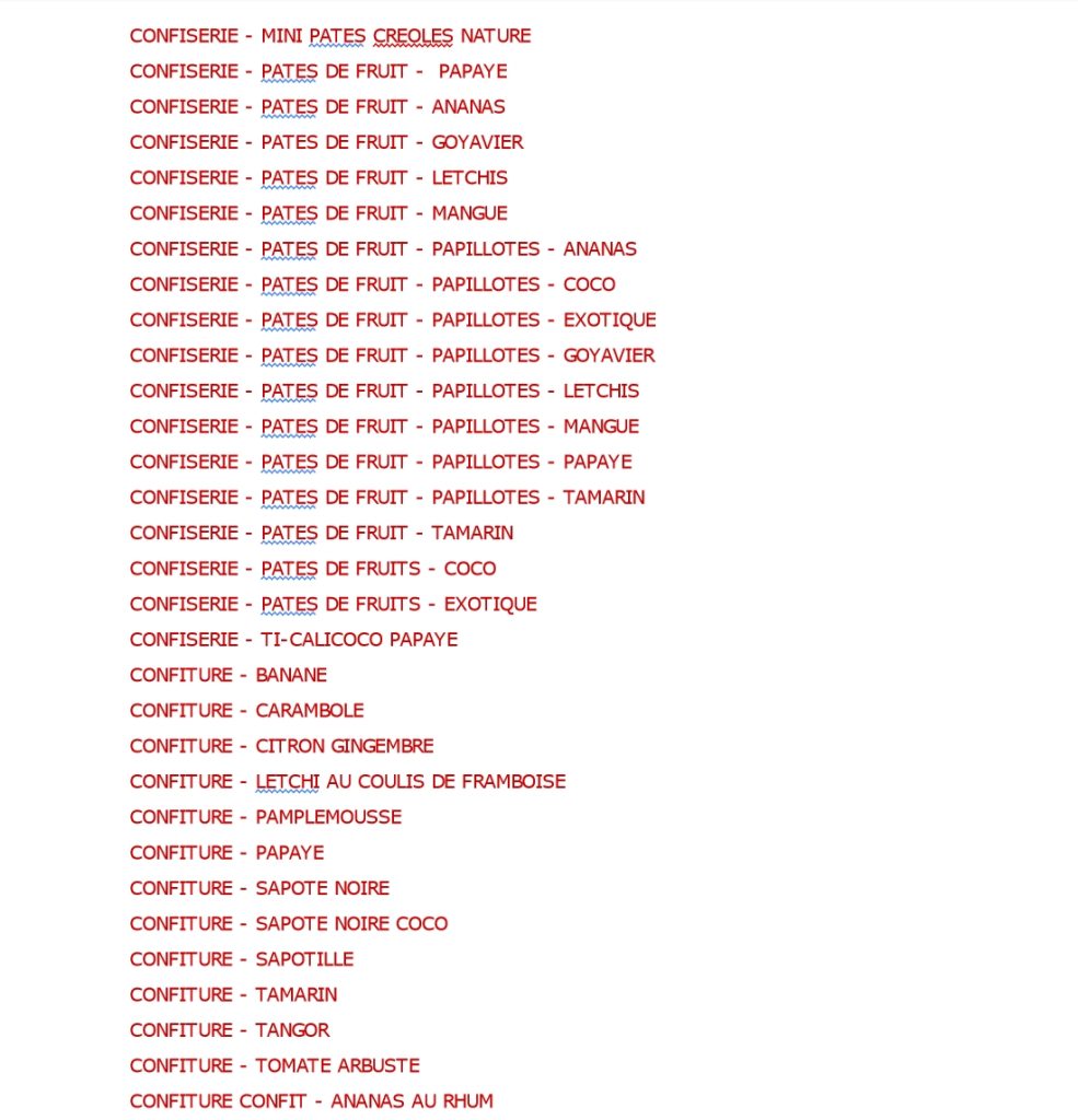 Un exemple de mots-clés produits issus d'un brainstorming